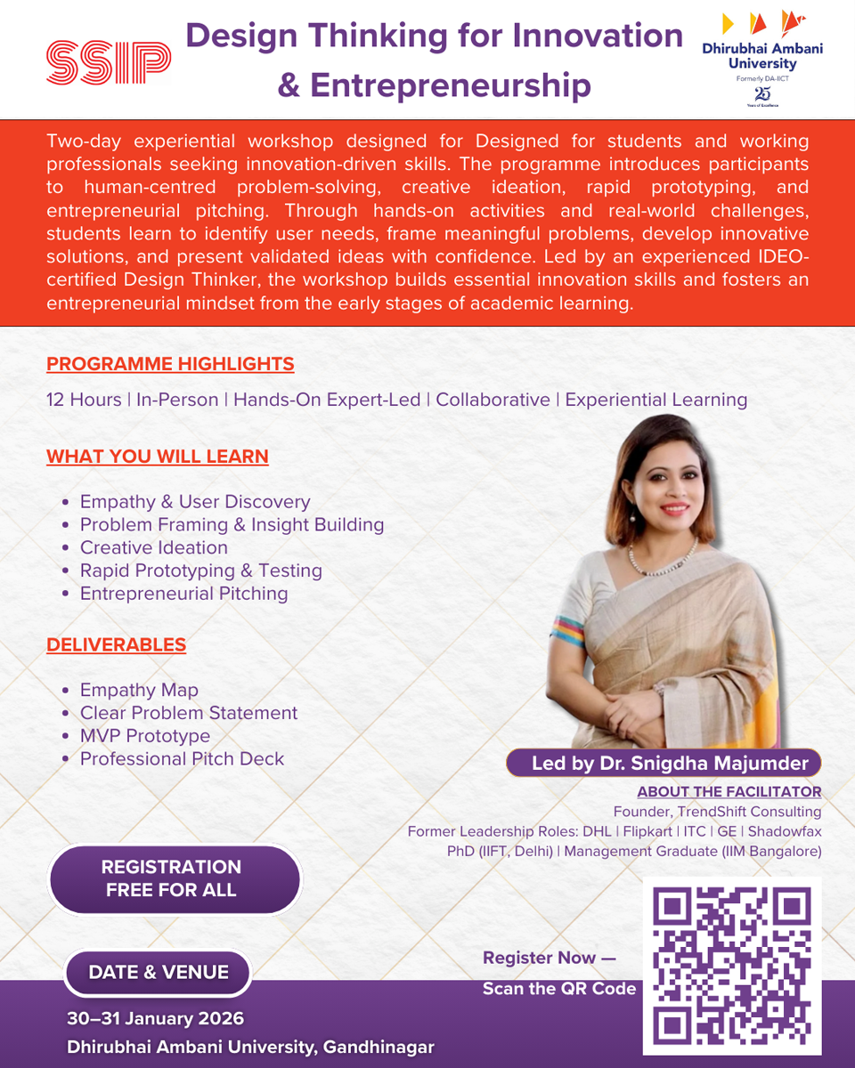 Two-day workshop on Design Thinking for Innovation and Entrepreneurship