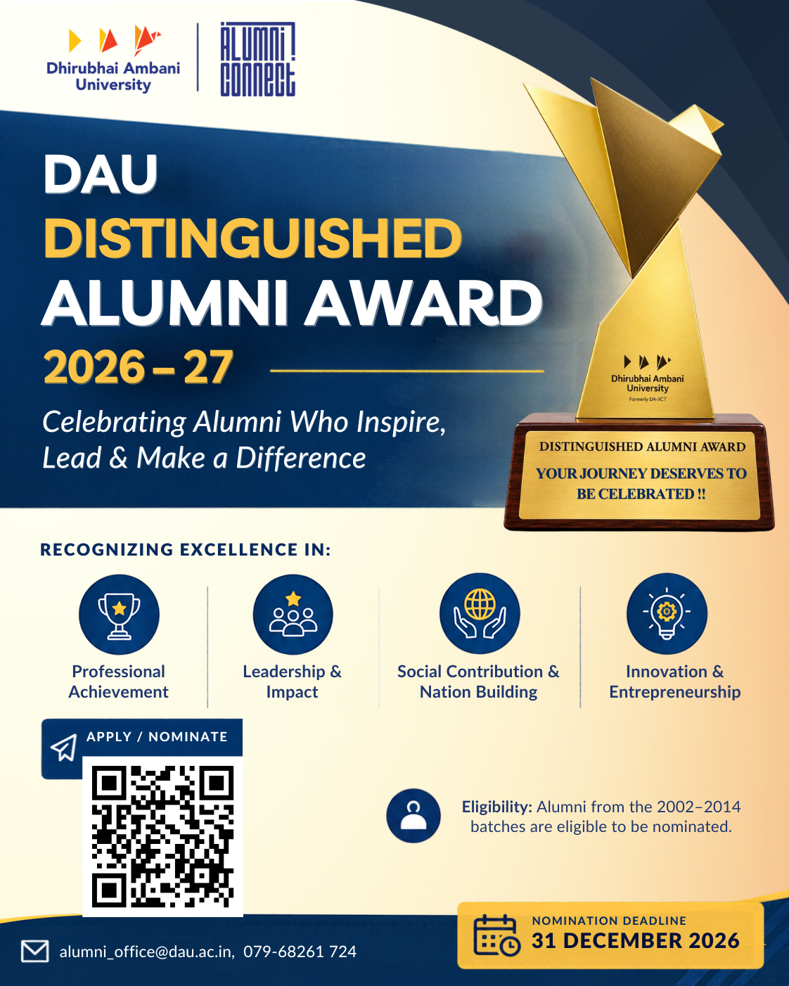 Distinguished Alumni Award 2026–27: Call for Nominations