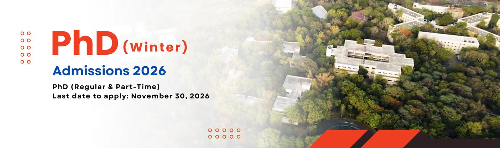 Ph.D. (Regular &amp; Part-Time) Admissions - Winter 2026-27