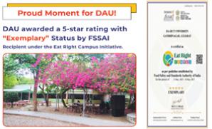 DAU Gandhinagar Awarded 5-Star "Exemplary" Status by FSSAI